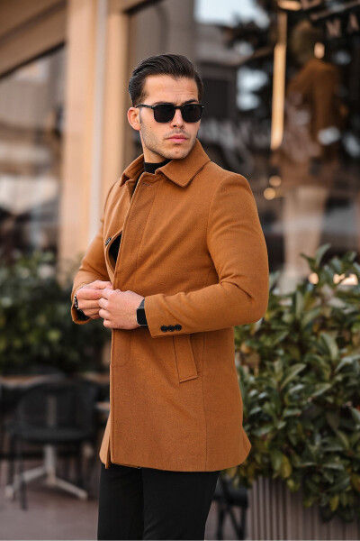 Men's Slim Fit Long Wool Coat - 10