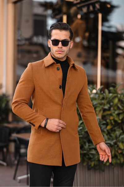 Men's Slim Fit Long Wool Coat - 11