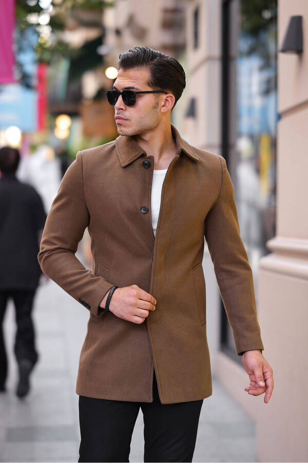 Men's Slim Fit Long Wool Coat - 6