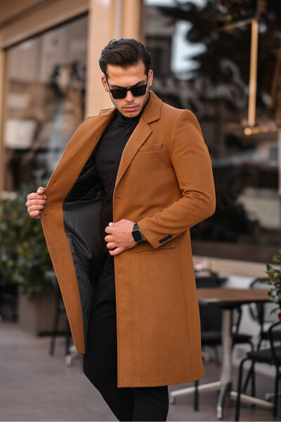 Men's Slim Fit Long Wool Coat - 6