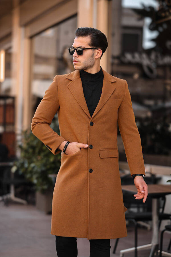 Men's Slim Fit Long Wool Coat - 3