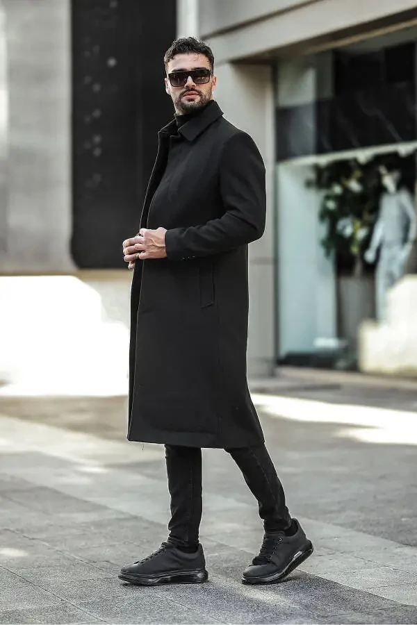 Men's slim fit long wool coat - 2