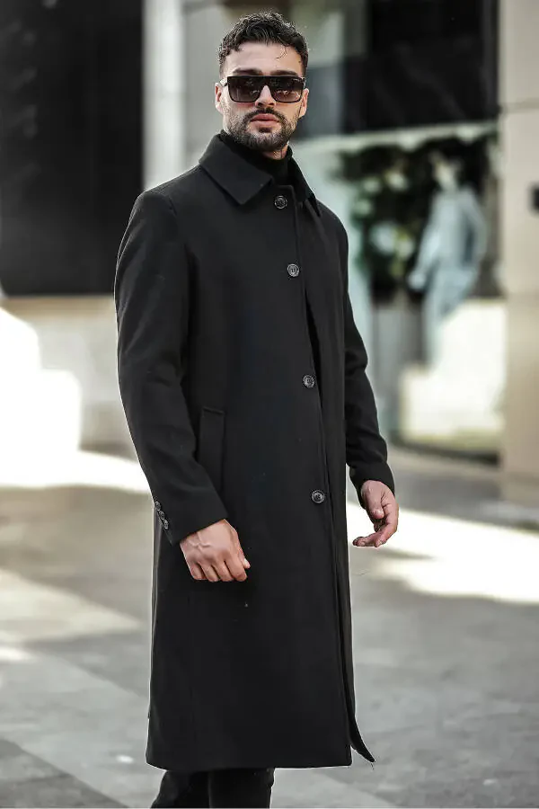 Men's slim fit long wool coat - 3