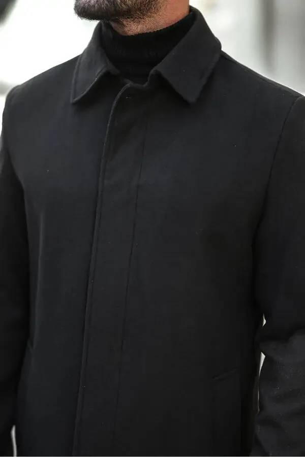 Men's slim fit long wool coat - 5