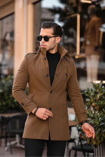 Men's Slim Fit Long Wool Coat - GM GIYIMARKET