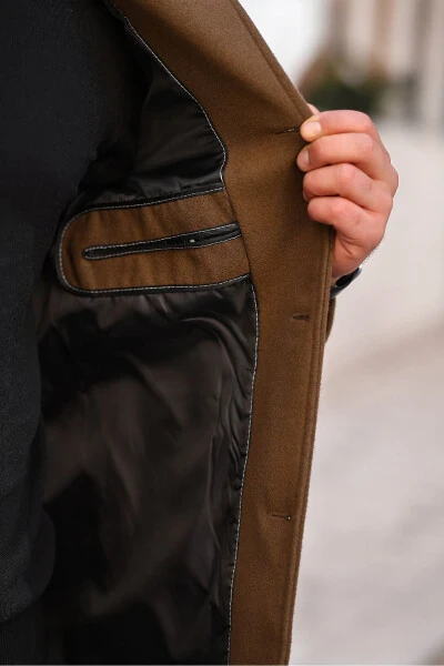 Men's Slim Fit Long Wool Coat - 3