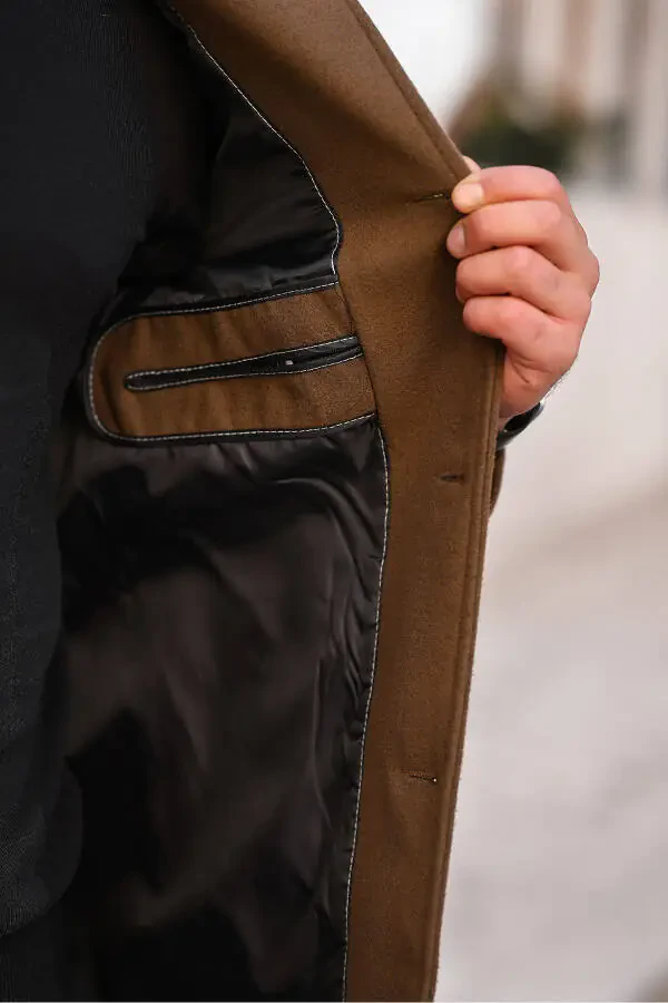 Men's Slim Fit Long Wool Coat - 3