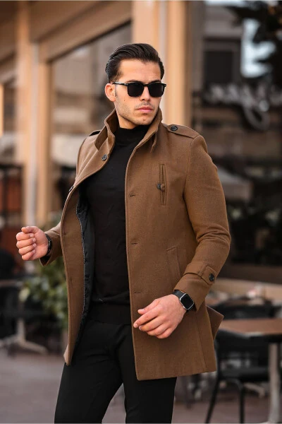 Men's Slim Fit Long Wool Coat - 4