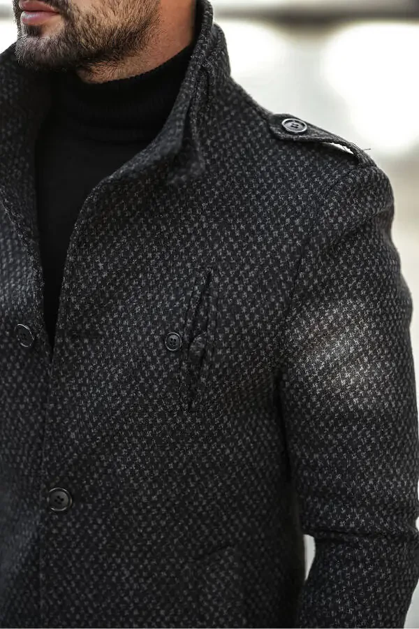 Men's Slim Fit Long Wool Coat - 6