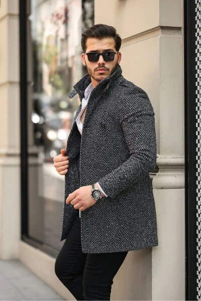 Men's slim fit long wool coat - GM GIYIMARKET (1)