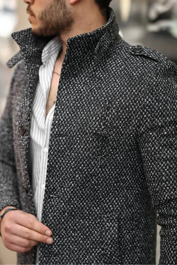 Men's slim fit long wool coat - 4