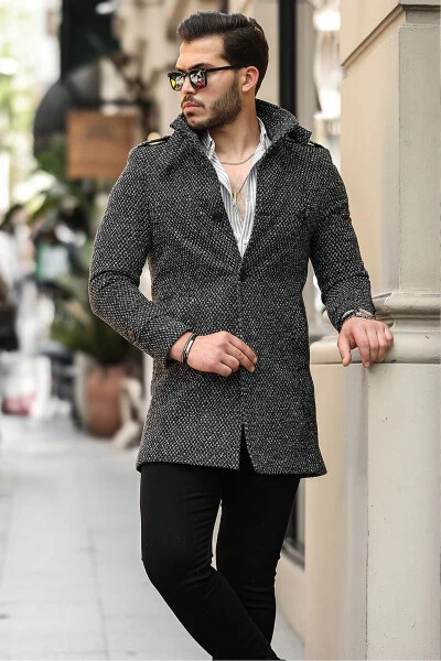 Men's slim fit long wool coat - Modazone