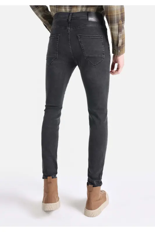 Men's slim fit, low rise, navy blue, super slim fit trousers. - 2