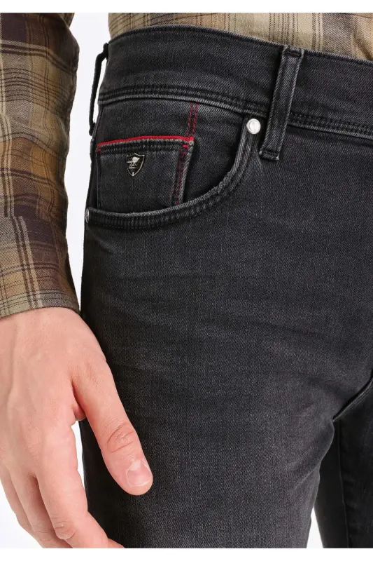 Men's slim fit, low rise, navy blue, super slim fit trousers. - 4