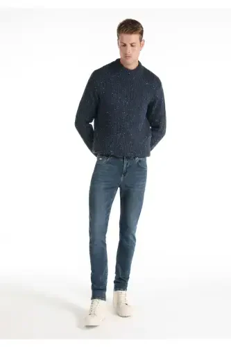 Men's slim fit, low rise, straight leg jean trousers. - 1