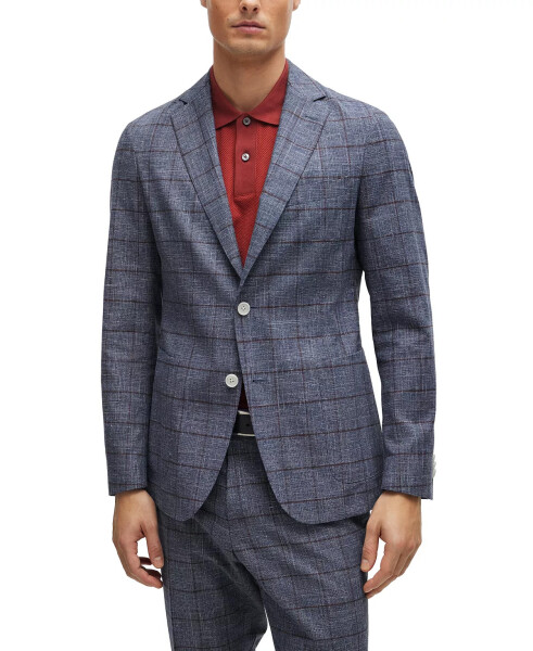 Men's Slim-Fit Micro-Patterned Jacket Open Blue - 1