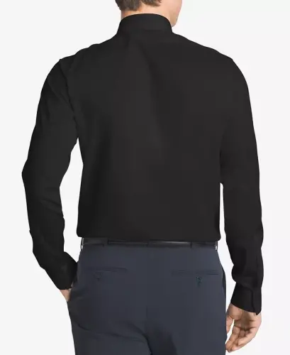 Men's Slim-Fit Non-Iron Herringbone Dress Shirt-Black - CALVIN KLEIN (1)