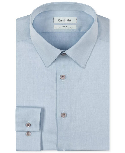 Men's Slim-Fit Non-Iron Herringbone Dress Shirt Blue - 1