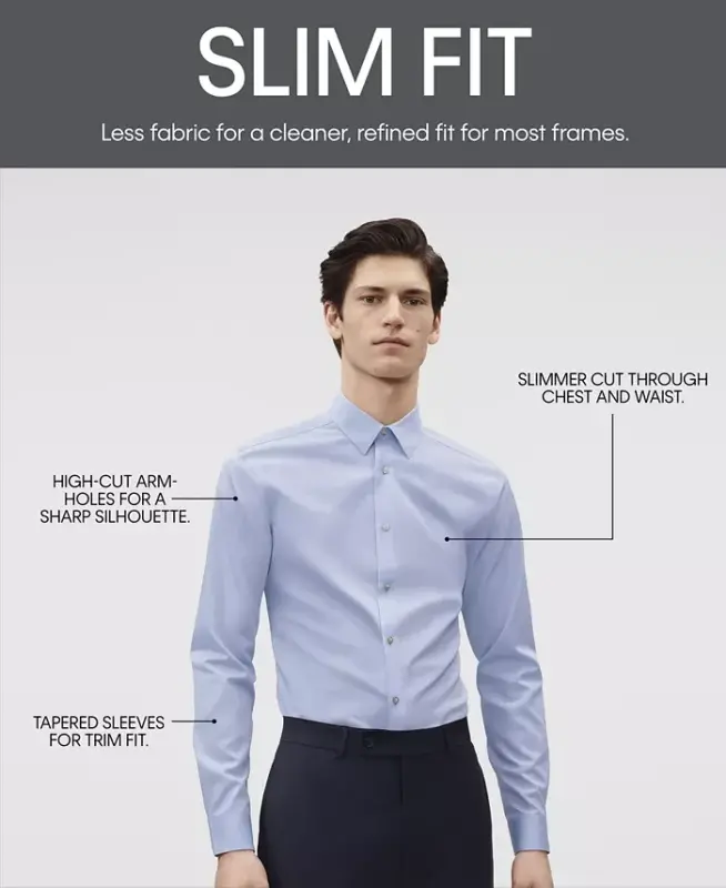 Men's Slim-Fit Non-Iron Herringbone French Cuff Ko'ylak-Moviy - 6