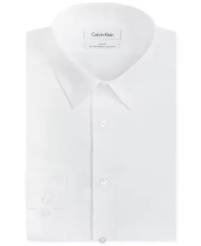 Men's Slim-Fit Non-Iron Herringbone Ko'ylak-Oq - 3