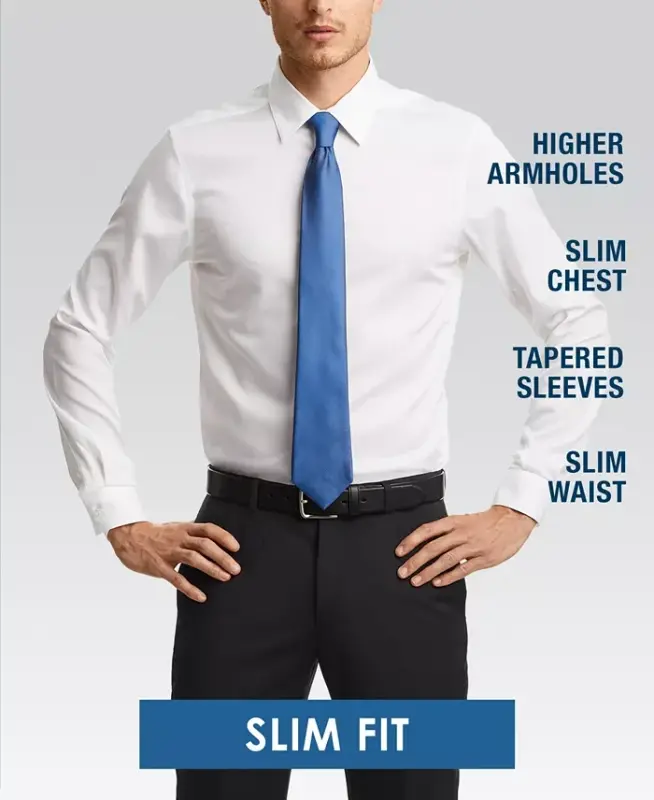 Men's Slim-Fit Non-Iron Performance Stretch Blue Check Dress Shirt - 4