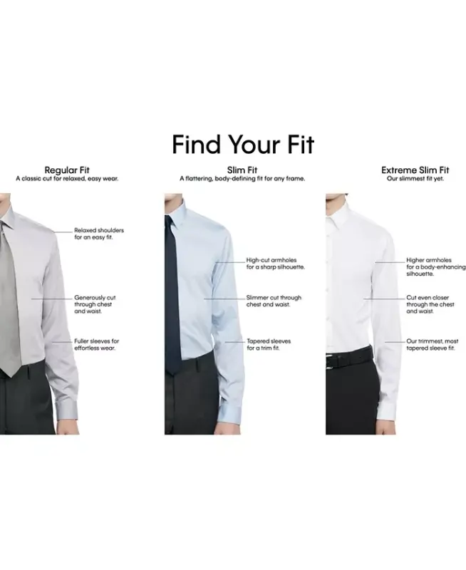 Men's Slim-Fit Non-Iron Performance Stretch Blue Check Dress Shirt - 5