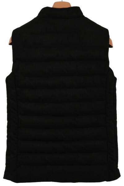 Men's Slim Fit Nubuck Suede Black Puffer Vest - 5