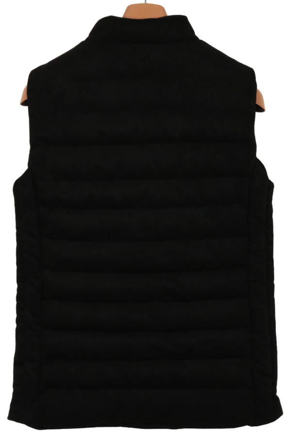 Men's Slim Fit Nubuck Suede Black Puffer Vest - 5