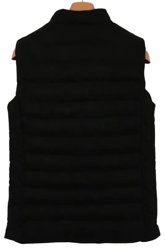 Men's Slim Fit Nubuck Suede Black Puffer Vest - 5