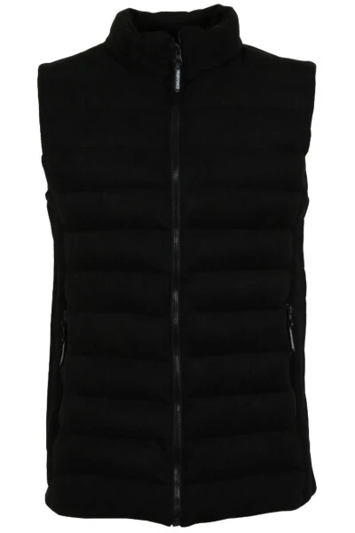 Men's Slim Fit Nubuck Suede Black Puffer Vest - MODARAR