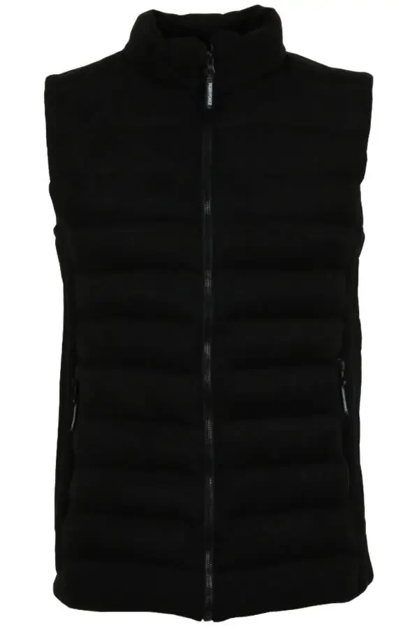 Men's Slim Fit Nubuck Suede Black Puffer Vest - 1