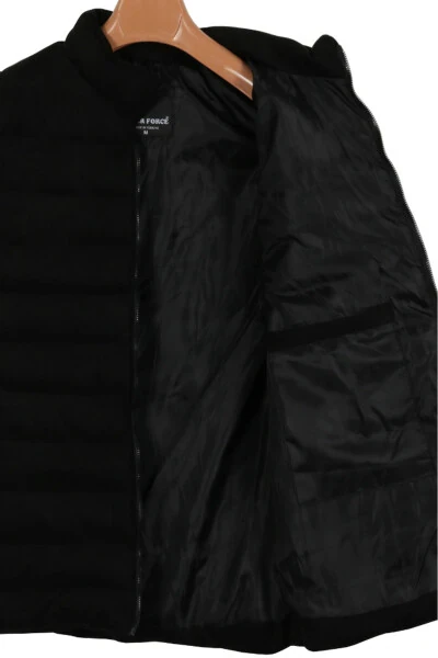 Men's Slim Fit Nubuck Suede Black Puffer Vest - 3