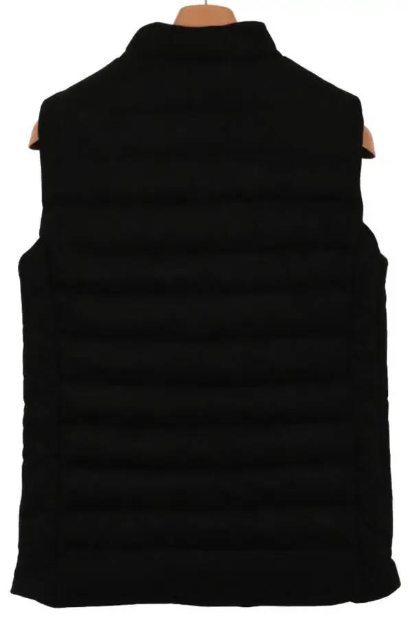 Men's Slim Fit Nubuck Suede Black Puffer Vest - 5