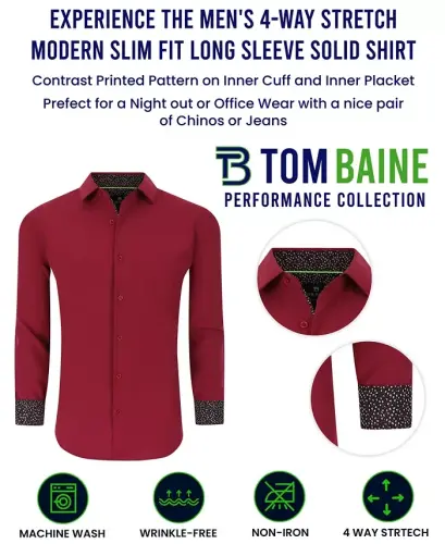 Men's Slim Fit Performance Solid Button Down Shirt - 4