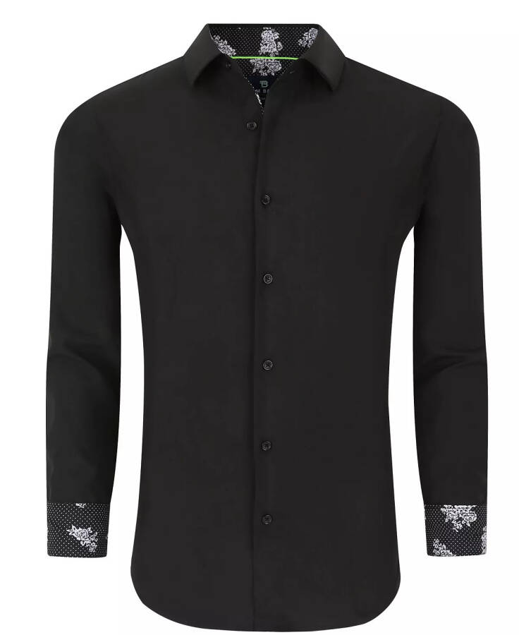 Men's Slim Fit Performance Solid Button Down Shirt Black - 1