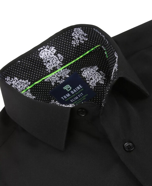 Men's Slim Fit Performance Solid Button Down Shirt Black - 3