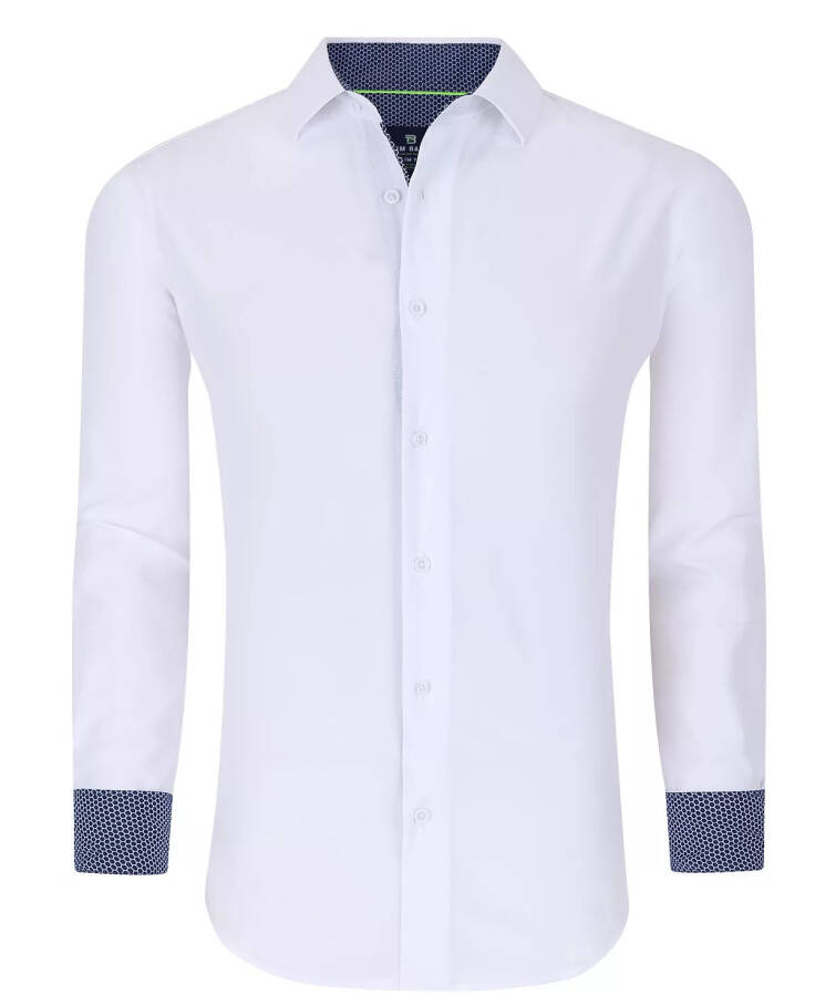 Men's Slim Fit Performance Solid Button Down Shirt White - 1