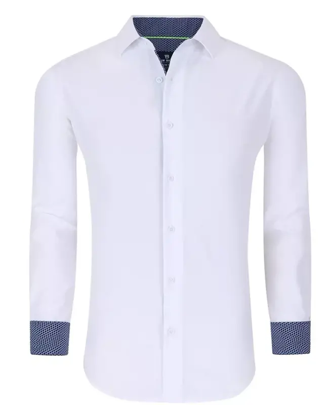 Men's Slim Fit Performance Solid Button Down Shirt - White Solid - 1