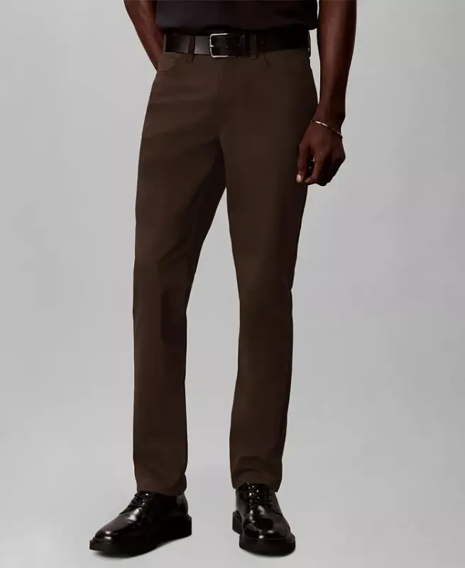 Men's Slim-Fit Performance Stretch Pants - DARK COFFEE - 5