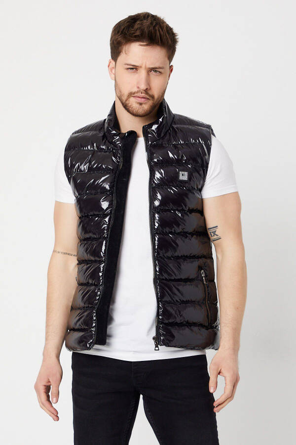 Men's Slim Fit Shiny Puffer Vest - 1