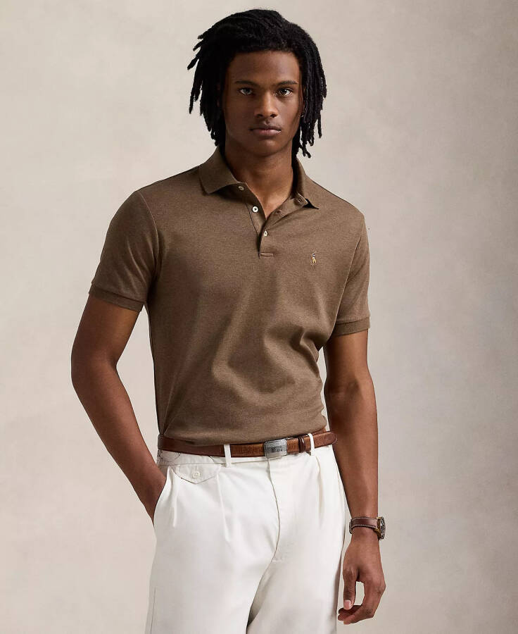 Men’s Slim-Fit Soft Cotton Polo Shirt Cedar Heather - 1