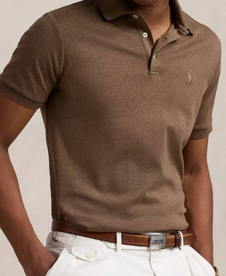 Men’s Slim-Fit Soft Cotton Polo Shirt Cedar Heather - 3