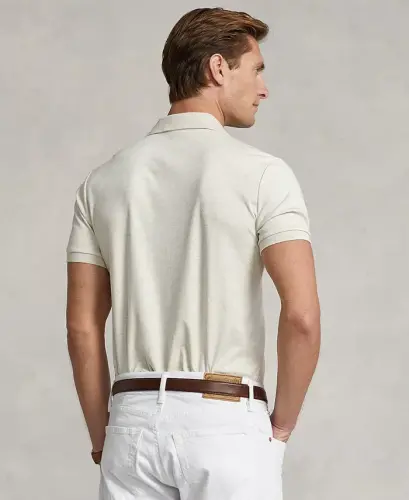 Men’s Slim-Fit Soft Cotton Polo Shirt - Cream Heather - 4