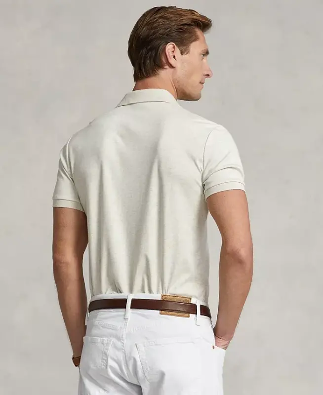 Men’s Slim-Fit Soft Cotton Polo Shirt - Cream Heather - 4