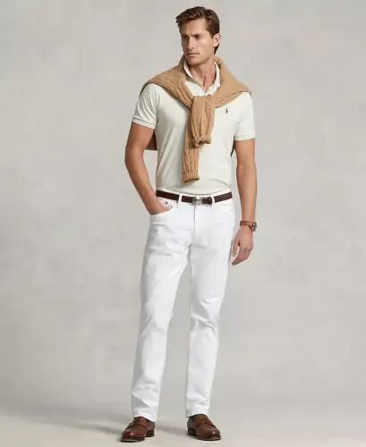 Men’s Slim-Fit Soft Cotton Polo Shirt - Cream Heather 