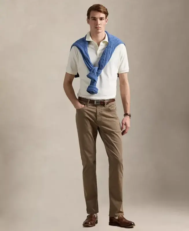 Men’s Slim-Fit Soft Cotton Polo Shirt - Pale Cream - 2