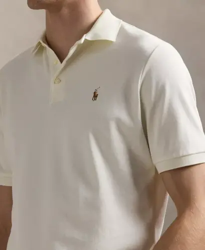 Men’s Slim-Fit Soft Cotton Polo Shirt - Pale Cream - 3