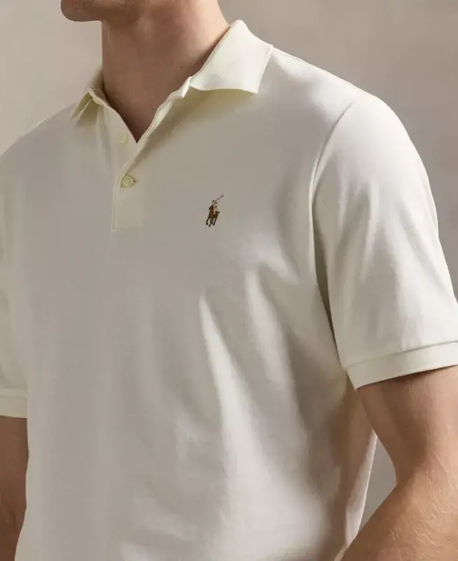 Men’s Slim-Fit Soft Cotton Polo Shirt - Pale Cream - 3