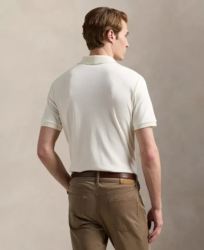 Men’s Slim-Fit Soft Cotton Polo Shirt - Pale Cream - 4