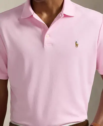 Men’s Slim-Fit Soft Cotton Polo Shirt - Pink - 3